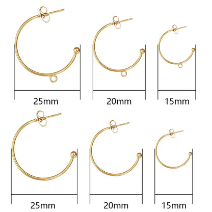 Stainless Steel C-Shaped Ear Hooks DIY Earring Posts Jewelry Making Supplies Set