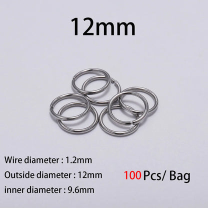 Stainless Steel Jump Rings Open Loops for DIY Jewelry Making 30 to 200 Pieces 1.2 x 12mm 100pcs