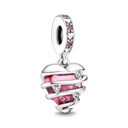 925 Silver Flower Bead Pendant for European Bracelet DIY Jewelry P1045