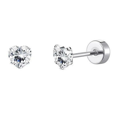 2PCS Set Stainless Steel Heart Moon Stud Earrings for Women Trendy Ear Tragus Cartilage Body Piercing