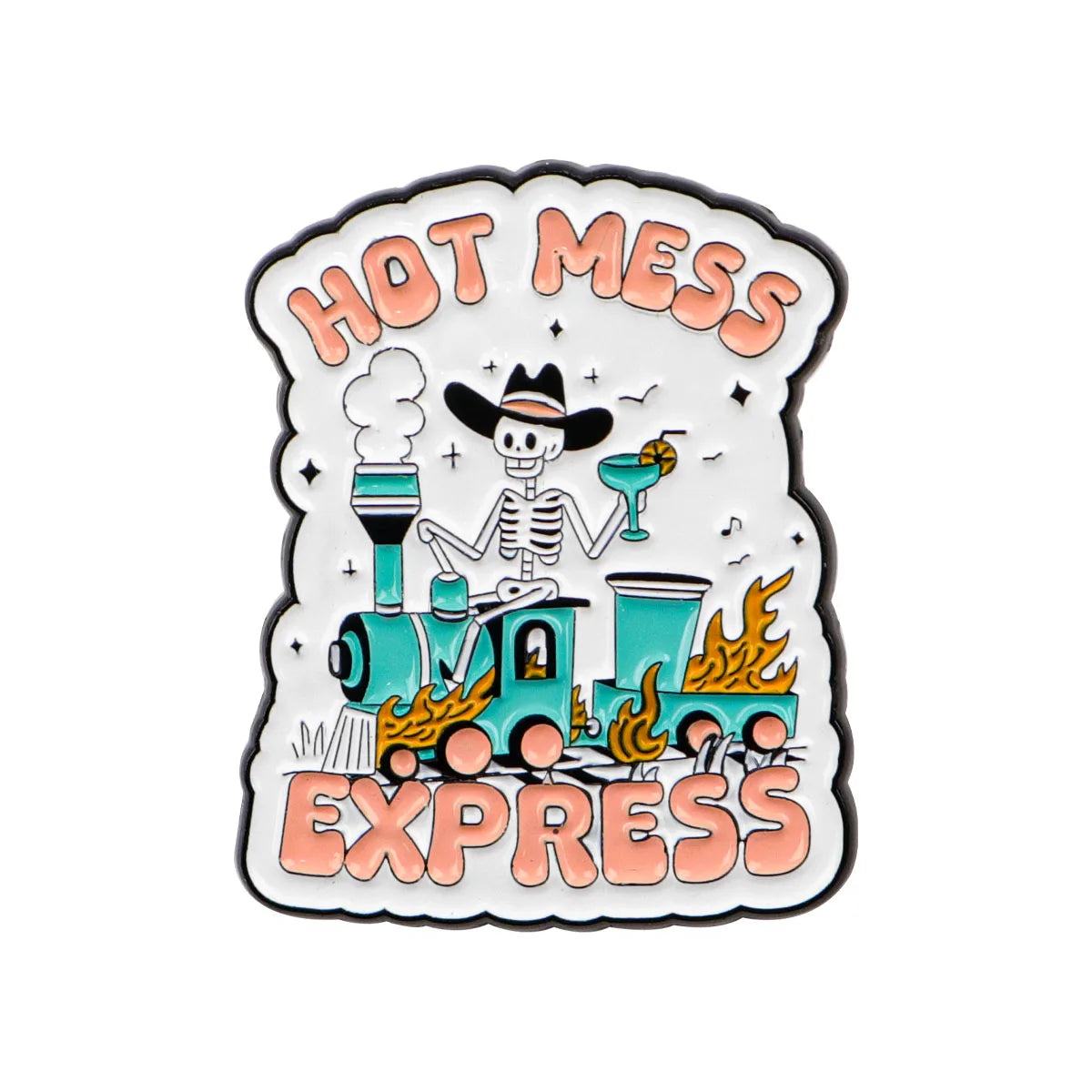 Train Skeleton Enamel Pin Funny Quote Brooch Badge for Clothes Bags Yoga Jewelry Gift for Friends