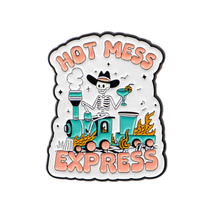 Train Skeleton Enamel Pin Funny Quote Brooch Badge for Clothes Bags Yoga Jewelry Gift for Friends