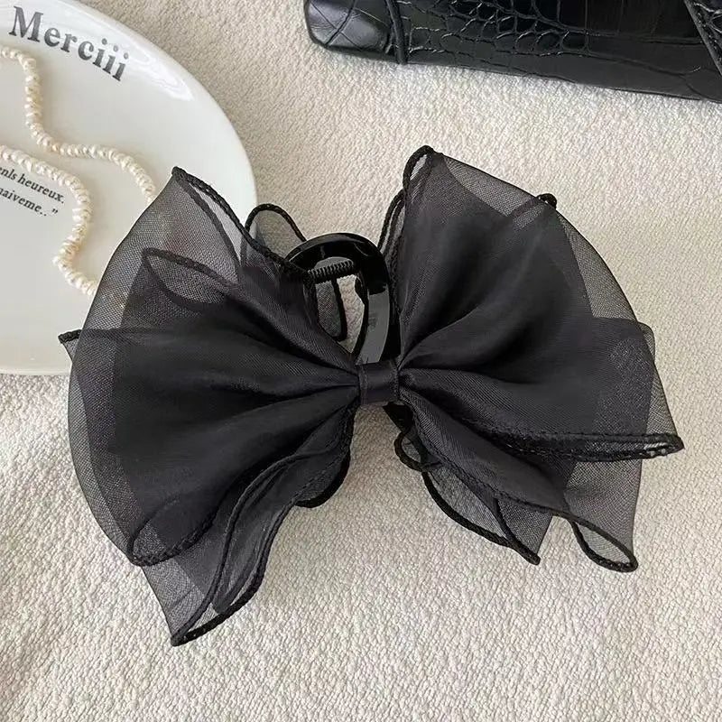 Sweet Organza Reversible Bow Hair Claw for Versatile Style