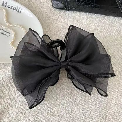 Sweet Organza Reversible Bow Hair Claw for Versatile Style