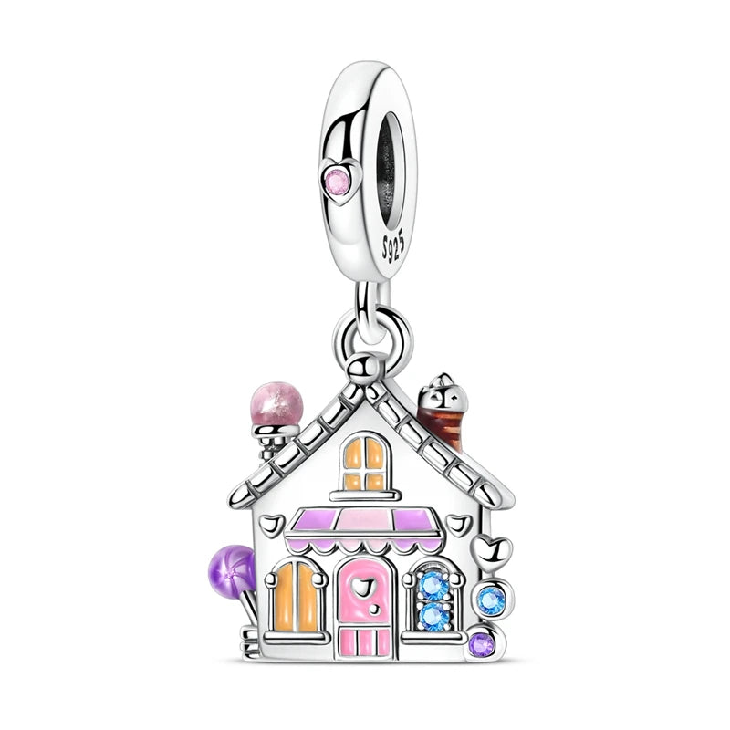 925 Sterling Silver Love Starry Sky Cat Paw Charms Beads