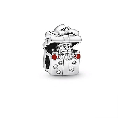 DIY Christmas Charm Bracelet with Santa Reindeer Snowman Tree Train Beads in Silver 925 YY0484