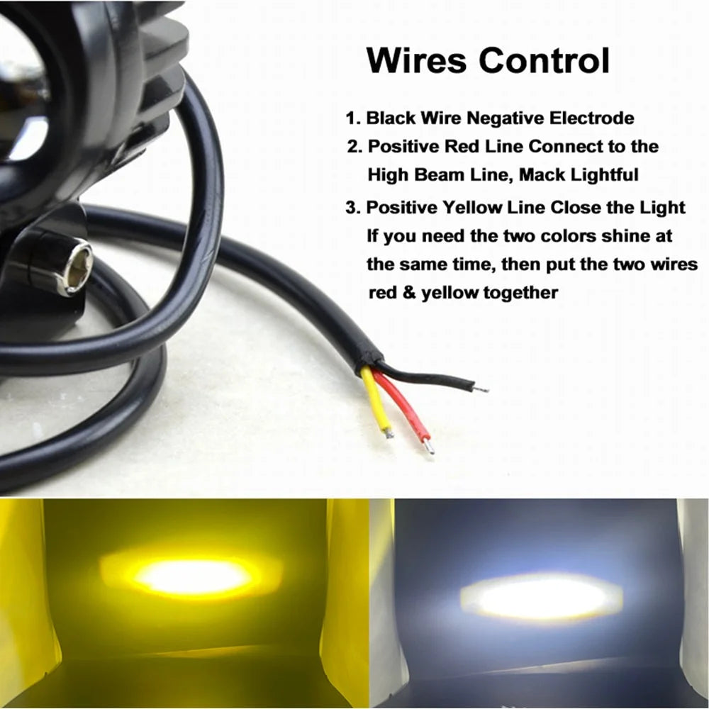 Dual Color Owl LED Motorcycle Spot Light 4 Mode 3000LM