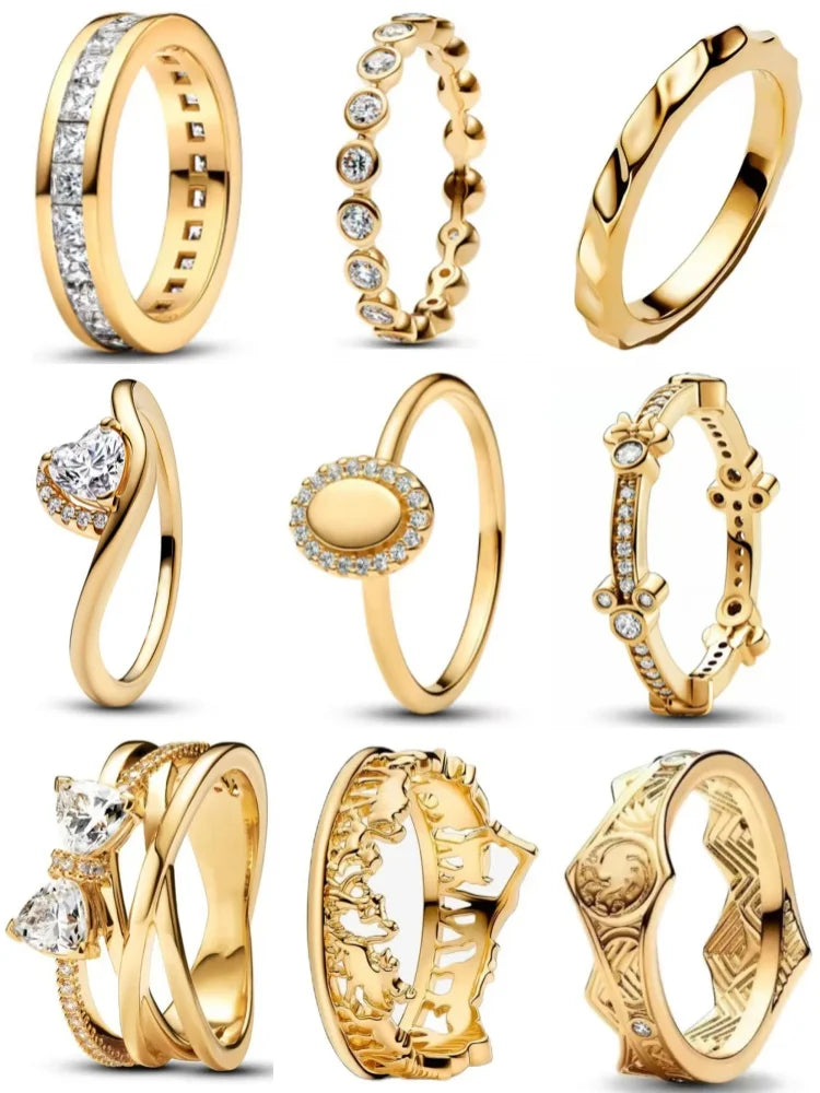 European 925 Silver Gold Bow Ring with Zircon for Exquisite Women's Jewelry at Wedding Parties