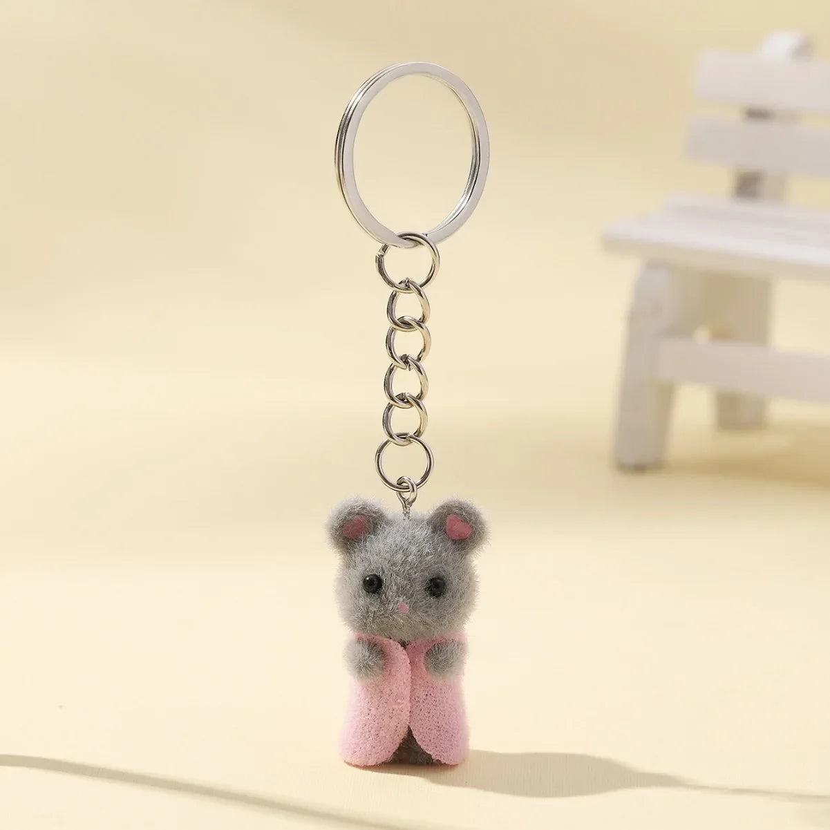 3D Cute Mouse Flocking Charms Cartoon Animal Resin Pendant for DIY Jewelry Making and Handmade Accessories