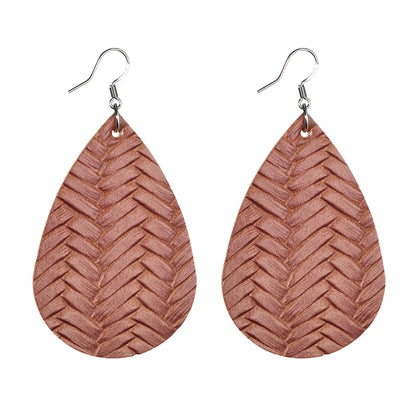 Elegant Faux Leather Teardrop Earrings for Women Lightweight Dangle Fashion Jewelry