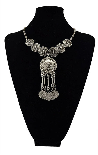 Indian Vintage Coin Tassel Choker Necklace for Women Ethnic Boho Jewelry Gift
