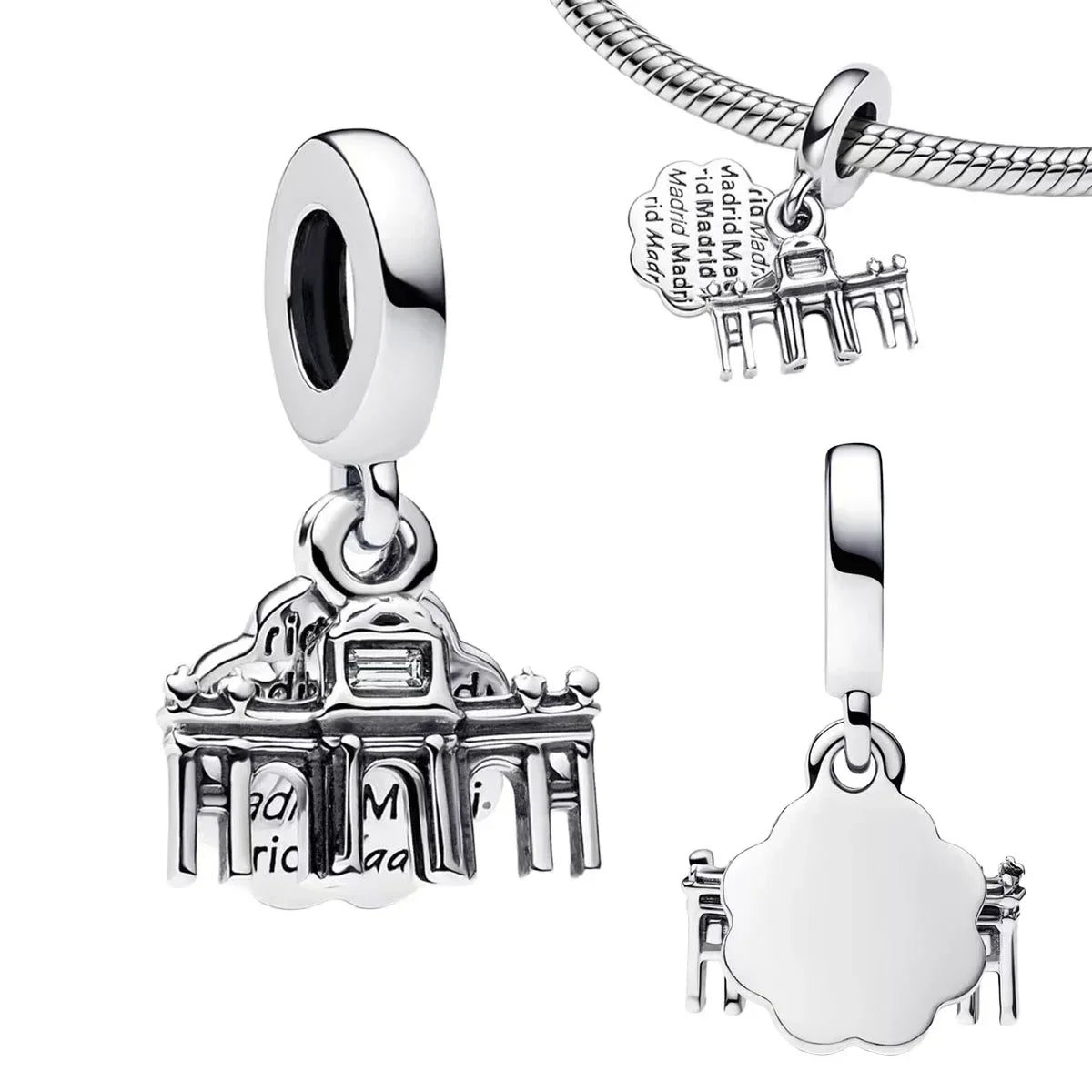 Sterling Silver 925 Skiing Penguin Charm with Geometric Snowflake Beads for Bracelets and Necklaces DIY Jewelry Gift