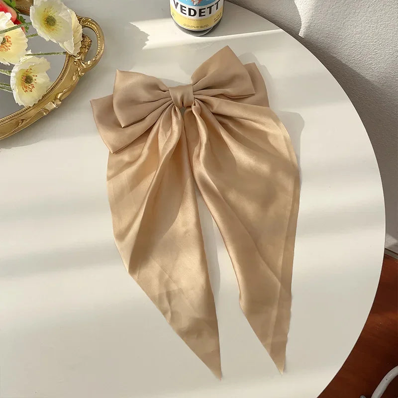 Korean Satin Big Bow Hair Clips For Women And Girls