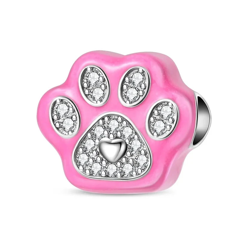 Original 925 Sterling Silver Cat Claw Charms with Zircon Accents Money Attract Earrings and DIY Necklace Bracelet Beads Gift Jewelry