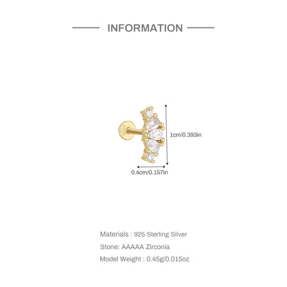 Canner 925 Sterling Silver Tassel Chain Star Mini Zircon Flat Piercing Stud Earrings for Women and Girls