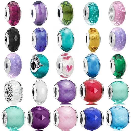 2025 Trendy 925 Silver Colorful Glass Beads for European Bracelets DIY Exquisite Jewelry