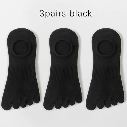 3 Pairs Mens Five Toe Breathable Anti Odor Ankle Socks