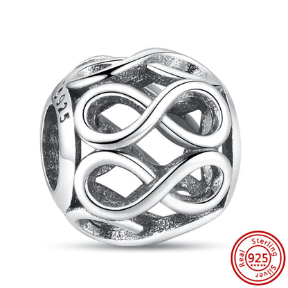 Silver Animal Hearts Infinity Crown Bead Charms Bracelet for Women 925 Sterling Silver Jewelry Y016