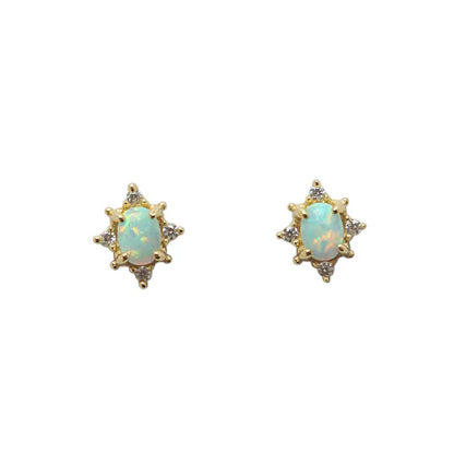 Vintage 925 Sterling Silver Opal Stud Earrings for Women Birthday Party Gift