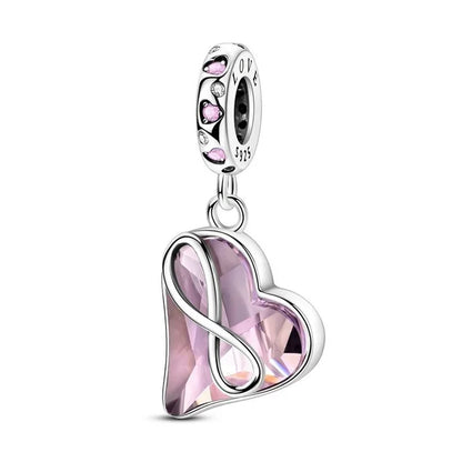 Original 925 Sterling Silver Heart Bow Mom Charm with Zircon for Women DIY Bracelets and Necklaces Fine Birthday and Mothers Day Jewelry Gift