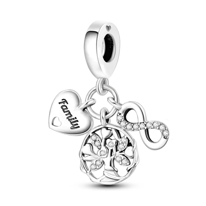 925 Sterling Silver Lucky Green Four Leaf Clover Horseshoe Charm Beads for Bracelets and Necklaces