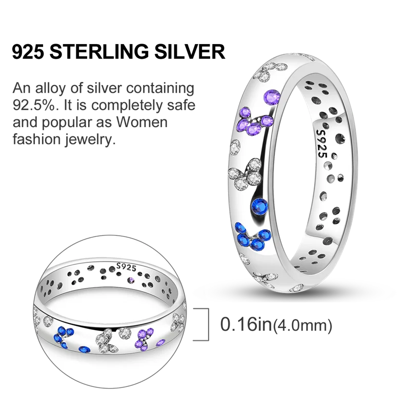Blue Zircon Evil Eye Palm Star Moon Ring in 925 Sterling Silver for Women Wedding Jewelry Gifts LKTR224