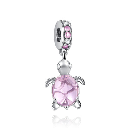Spring Pink 925 Sterling Silver Enamel Flower Pendant for Mother Daughter Bracelets P808