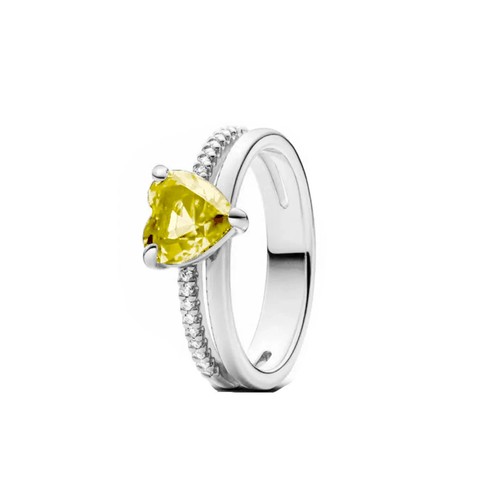 Elegant 2024 Silver Heart Charm Ring with Zircon for Women P2353