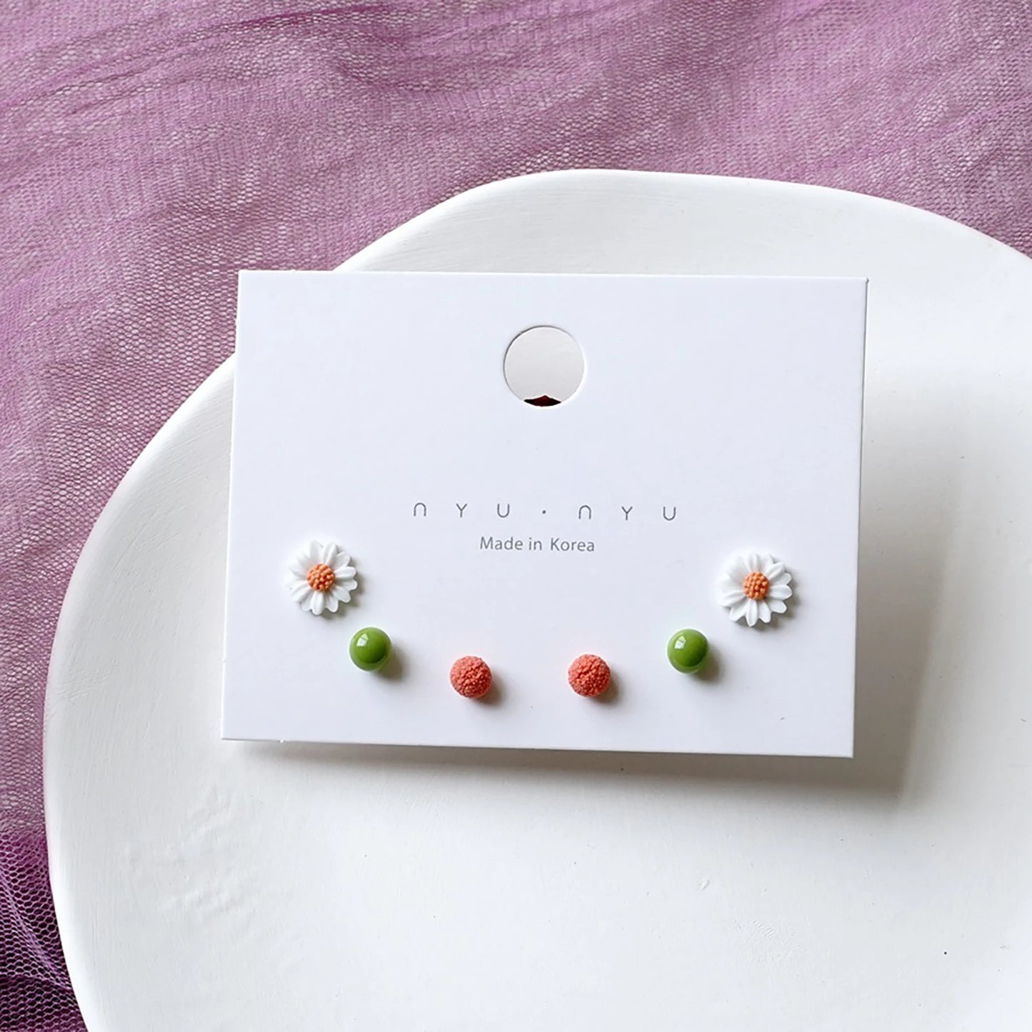 Mixed Color Ceramic Stud Earrings Set for Women Featuring Flower Star Airplane and Planet Designs