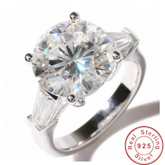Fashion Anniversary Ring 925 Sterling Silver Moissanite Engagement Wedding Band for Men and Women