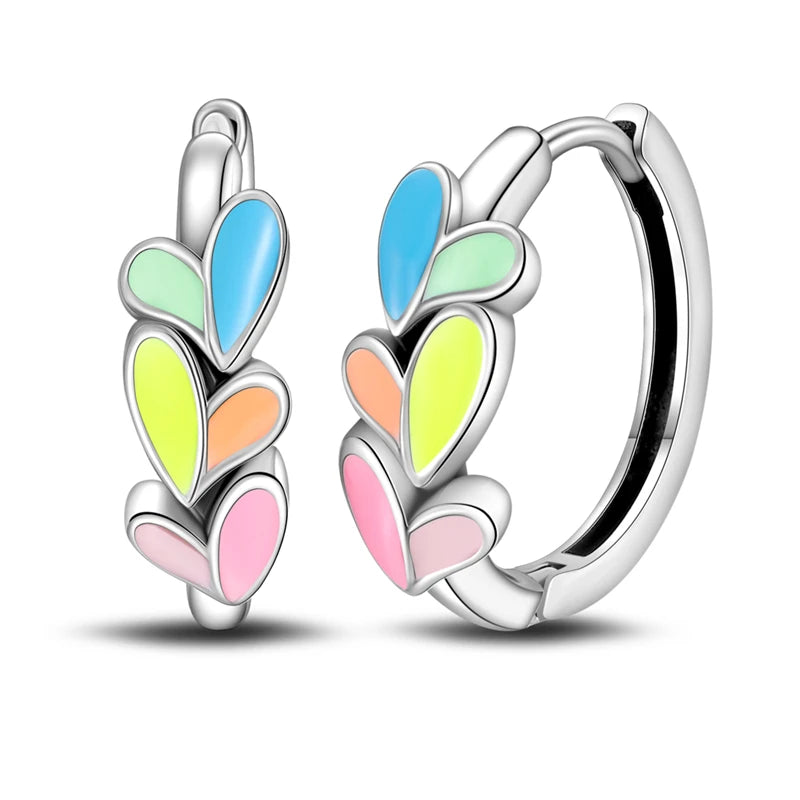 Sterling Silver Heart Zircon Hoop Earrings for Women