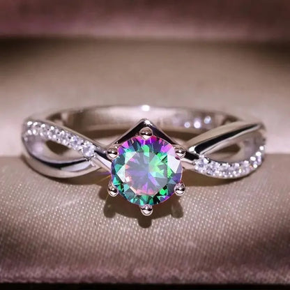 Women's Luxury 925 Sterling Silver Wedding Ring Eight Hearts and Arrows Design Six Claw Setting Zircon 19205
