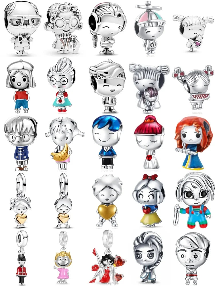 925 Silver Couple Charm Beads for DIY Bracelets Elegant Jewelry