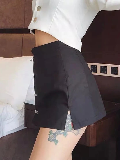 Streetwear Camo Mini Skirt Women Side Zipper High Waist