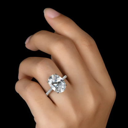 Classic Lady Lab Diamond Ring in 925 Sterling Silver Elegant Bridal Engagement Jewelry Gift for Women Style 1