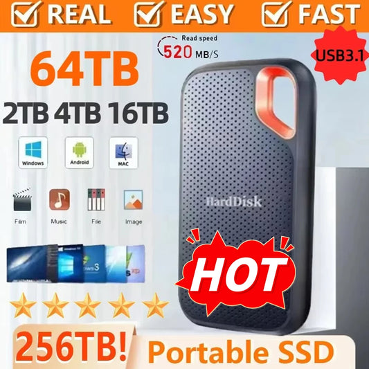 Portable USB C SSD External Hard Drive 1TB High Speed