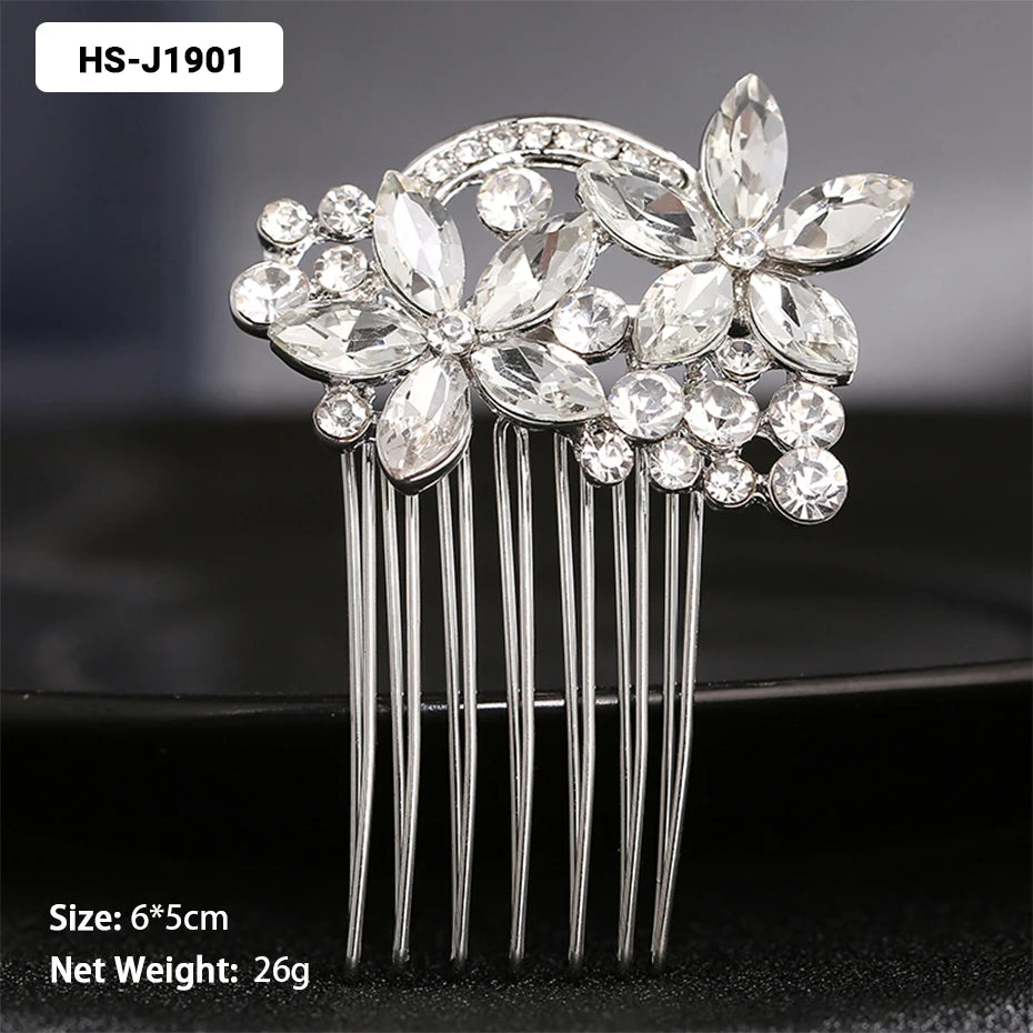 Efily Classic Silver Wedding Hair Combs - Crystal Rhinestone Bridal Accessories HS-J1901 Hair Combs