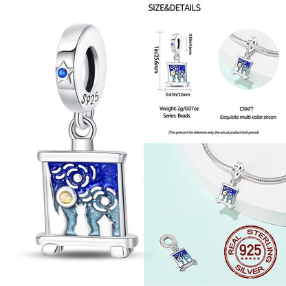 Elegant 925 Sterling Silver School Charm Beads for DIY Bracelet Jewelry