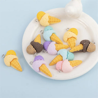 Charming 3D Ice Cream Resin Charms Set for DIY Jewelry Accessories