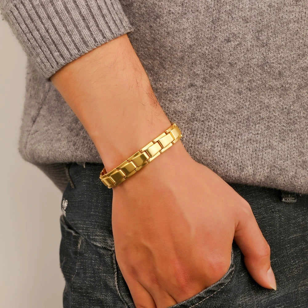 RAKOL Classic Stainless Steel Italian Chain Link Pendant for 9mm DIY Bracelet Making Gold