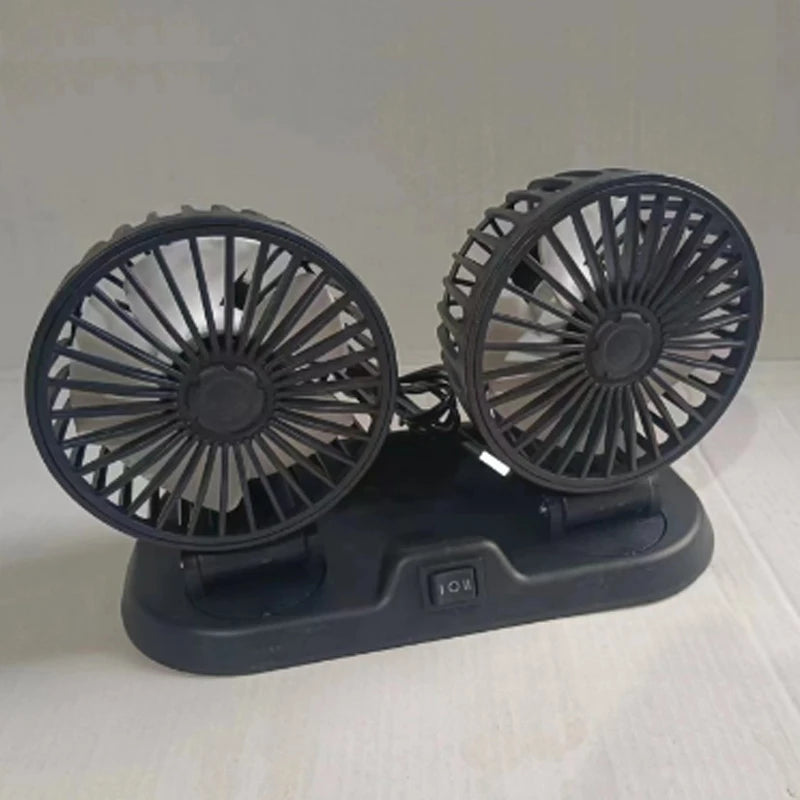 5V 12V 24V Car Fan Dual Head USB Auto Cooler Air Fan 5V Black