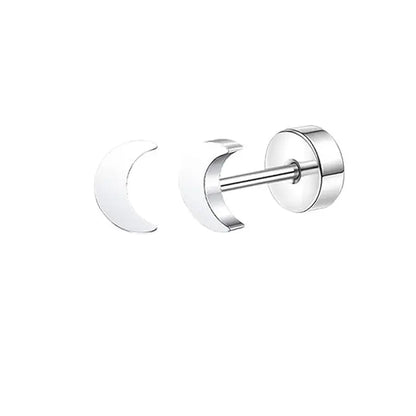 2PCS Set Stainless Steel Heart Moon Stud Earrings for Women Trendy Ear Tragus Cartilage Body Piercing