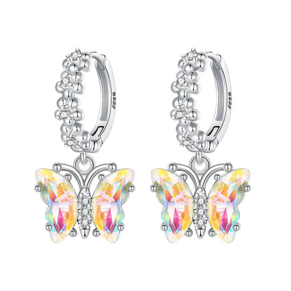 925 Sterling Silver Tulip Hoop Earrings with Dragonfly Firefly Bow Shell Conch and Turtle Designs Fine Jewelry Gifts for Women