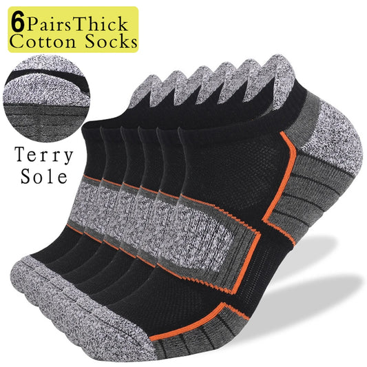 6 Pairs Mens Anti Slip Terry Sole Hiking Socks Arch Support