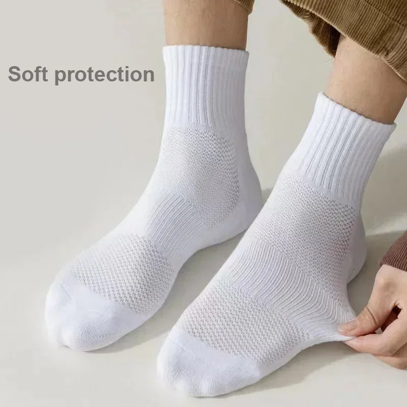 10 Pairs Men’s Thickened Cotton Winter Sports Socks Velvet Towel Bottom Mid Tube Basketball Socks