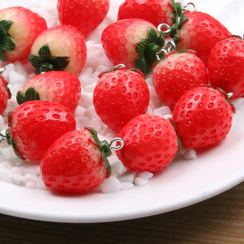 Charming 3D Resin Strawberry Charms for DIY Jewelry Accessories and Cute Gifts