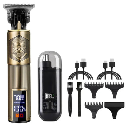 Vintage T9 Precision Hair Clipper with USB Charging and Portable Shaving Function