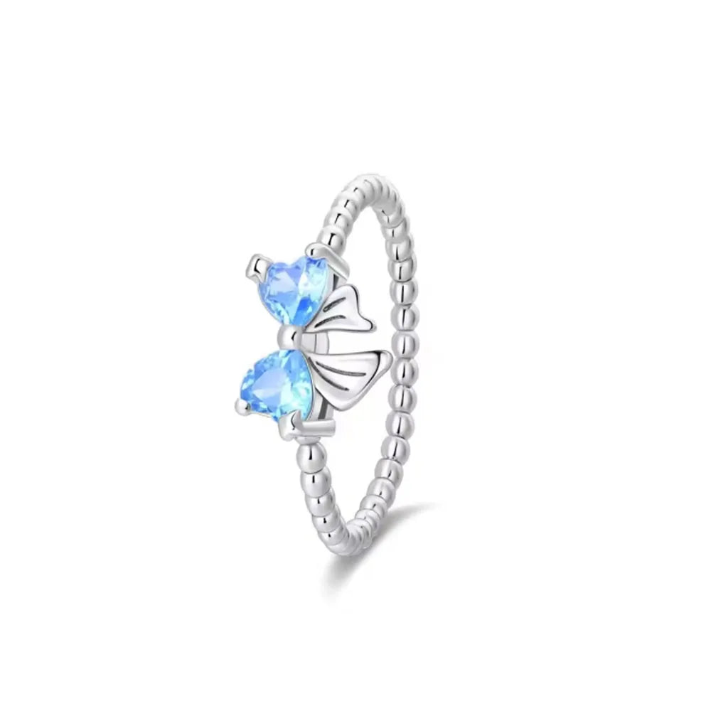 Elegant 925 Silver Bow Heart-Shaped Ring with Zircon for Women Perfect for Weddings and Special Occasions