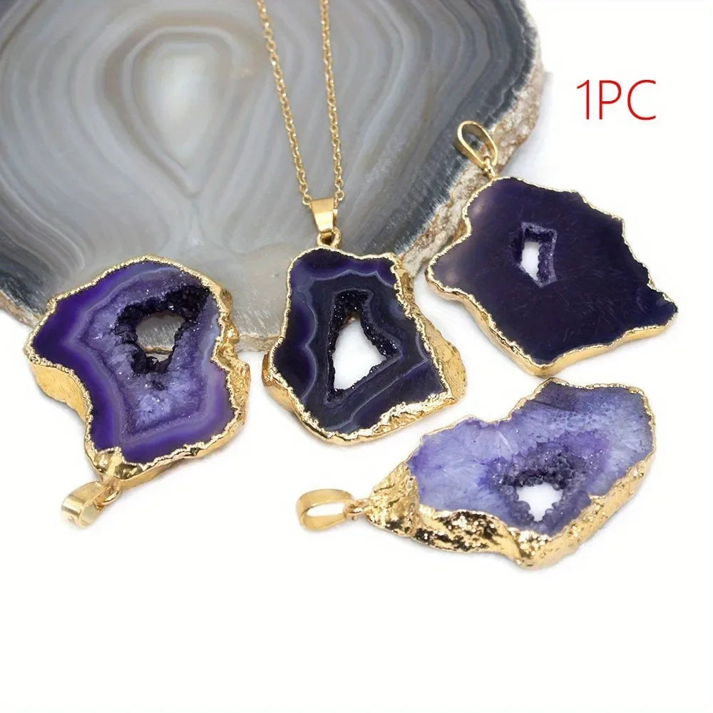 Natural Healing Agate Crystal Pendant Necklace for Women - Reiki Chakra Jewelry Gift