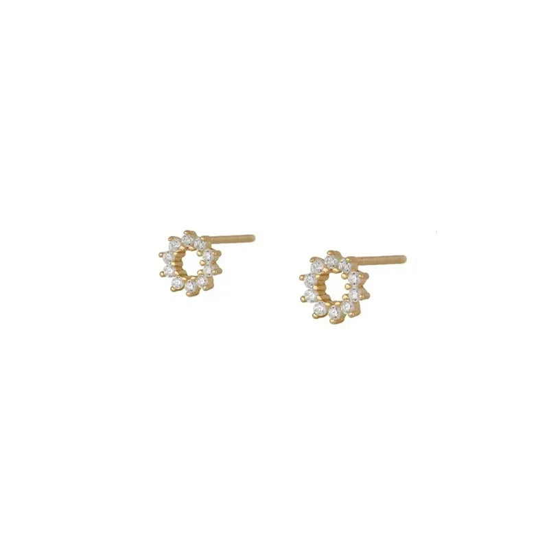 Crmya Gold Plated Women's Earrings Set with Vintage CZ Zircon Drop and Stud Hoops